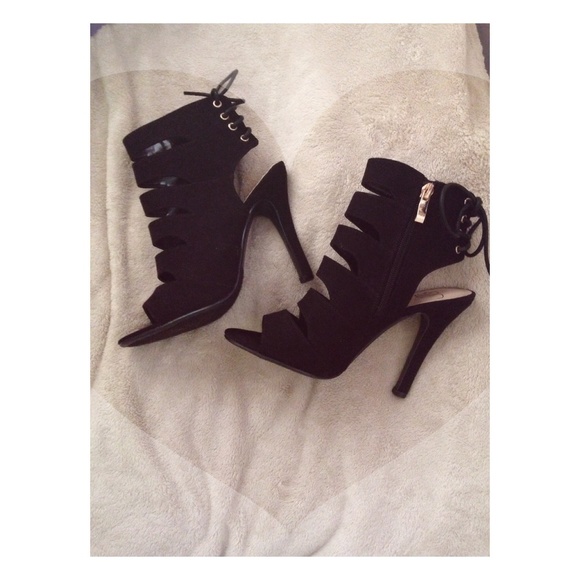 Black Caged Short Heels