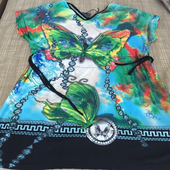 Silk butterfly dress top