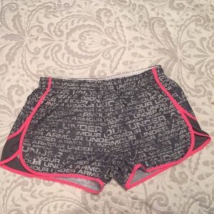 Under Armour running shorts.