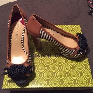 Nautical Inspired Peep Toe Heels