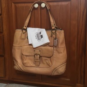 Tan leather coach tote!
