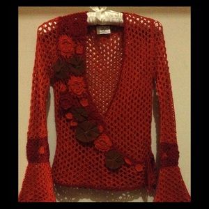 Arden B Crochet Appliqué Cardigan - Size XS