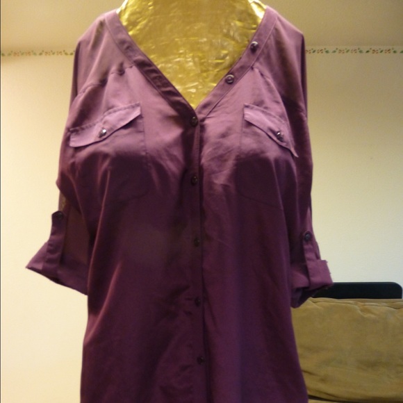 Purple Button up Top - Picture 1 of 4