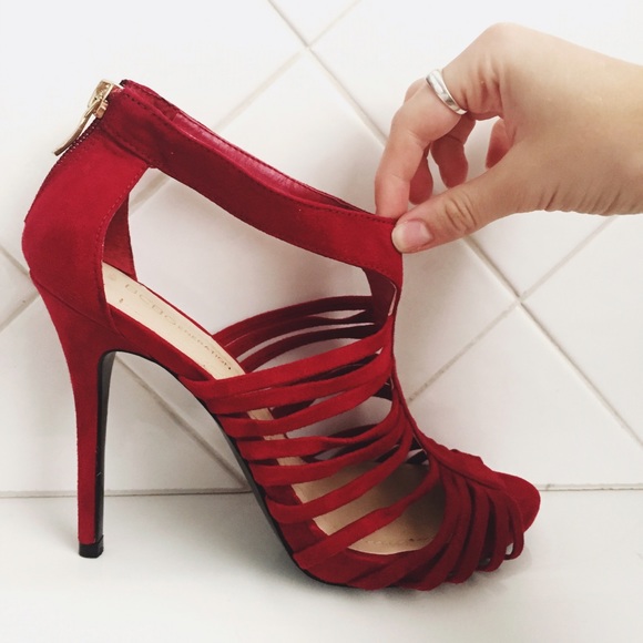 Red BCBG Suede Strappy Heels