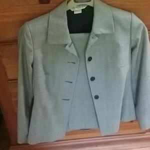 A black and white business suit.