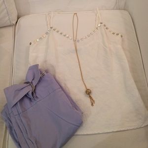 Boutique 100% linen white top with button details