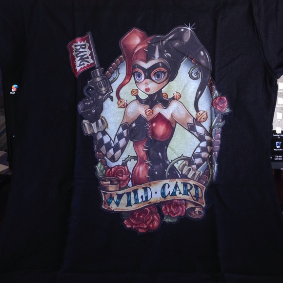 Black cotton Harley Quinn printed t-shirt. NWOT