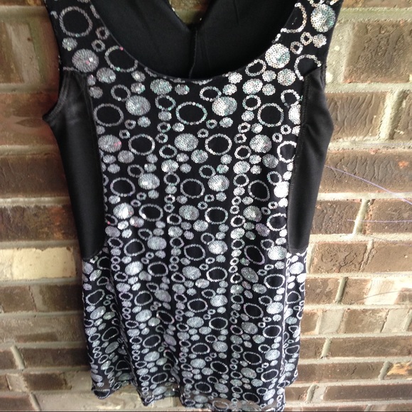 Party dress, sequence silver color, black dress