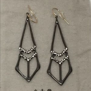 Alexis Bittar Rhodium Crystal Long Dangle Earrings