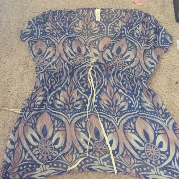 Blue pink and white shirt