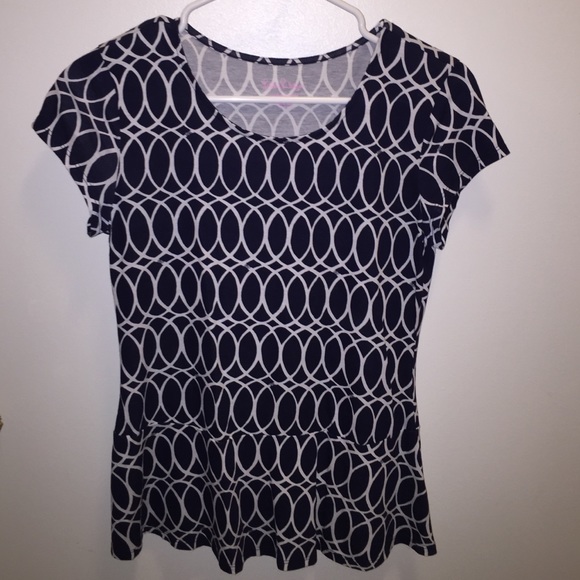 Lilly Pulitzer Alene Peplum Top Navy/White Size: S
