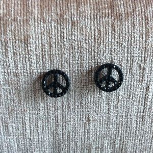 BLACK CRYSTAL PEACE EARRINGS