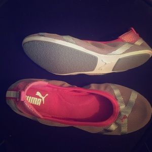 Pink and Grey Puma ballet flats