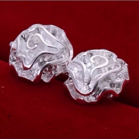 925k Sterling silver rose earrings - Picture 3 of 3