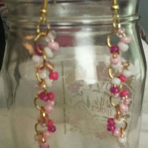Pink jump ring earrings