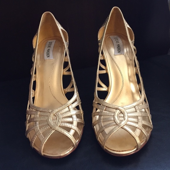 Gold wedge heel sandals