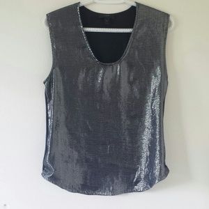 J.crew metallic front tank navy blue small