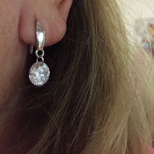 Beautiful CZ Earrings NWOT Sterling Silver Plated