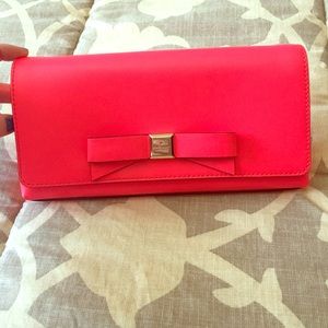 Bright smooth leather clutch