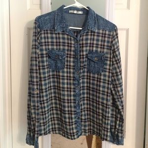 Denim/Plaid Button Up.