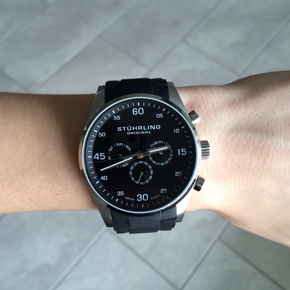 Authentic Stührling large face black watch