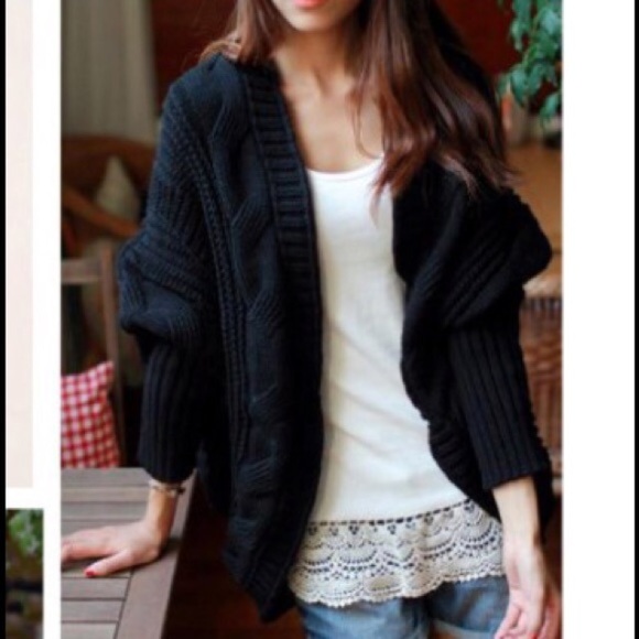 Black knitted loose cardigan - Picture 2 of 4