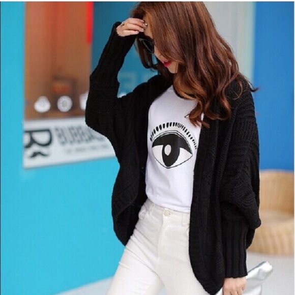 Black knitted loose cardigan - Picture 3 of 4