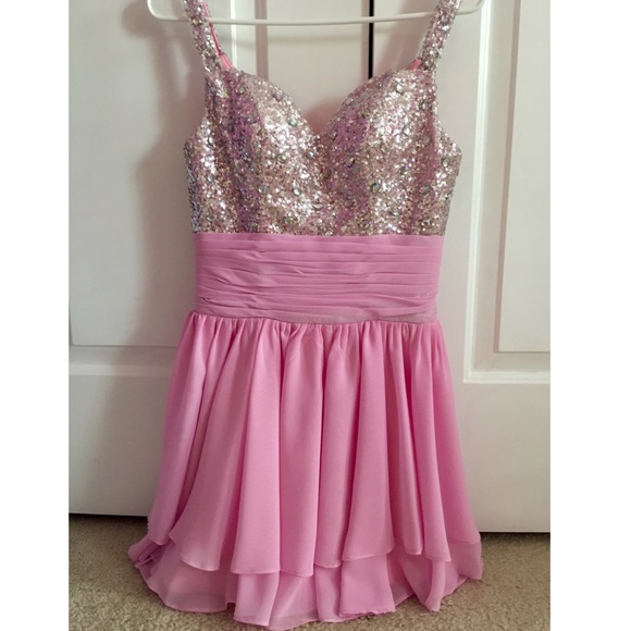 Pink Rhinestone Homecoming Dress - Picture 2 of 3