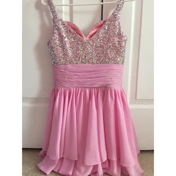 Pink Rhinestone Homecoming Dress - Picture 3 of 3