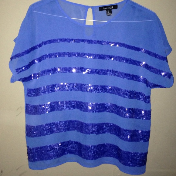 Blue Sequin Blouse