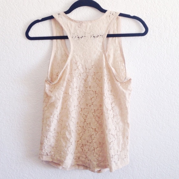 SOLD/Cream Lace Tank Top - Picture 2 of 3
