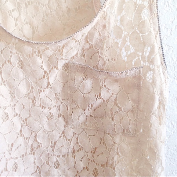 SOLD/Cream Lace Tank Top - Picture 3 of 3
