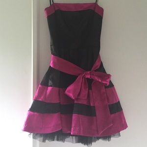 Magenta and black cocktail dress