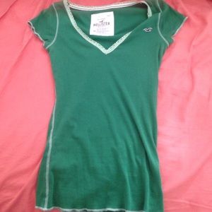 Hollister green vneck shirt