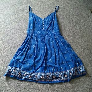 Bright blue and printed sundress