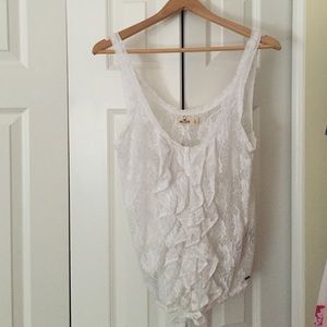 Hollister white lace tank top
