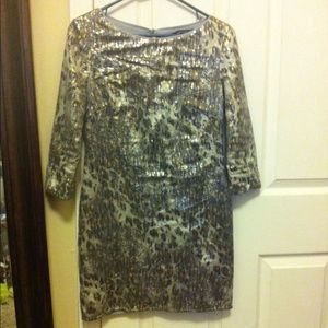 Animal Print Sequin Cocktail Gown
