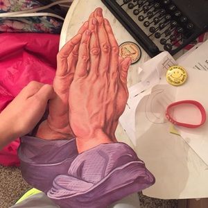 cardboard drake prayin hands