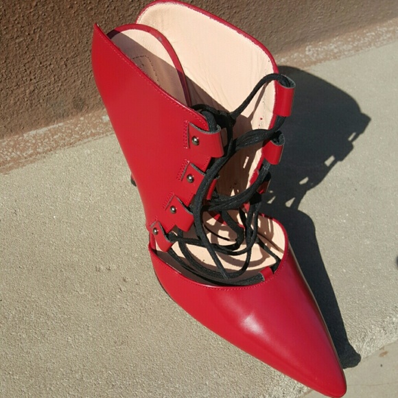 Red Pumps with the Open Back