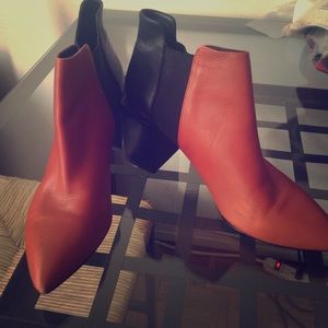 Zara orange and black bootie with thick heel