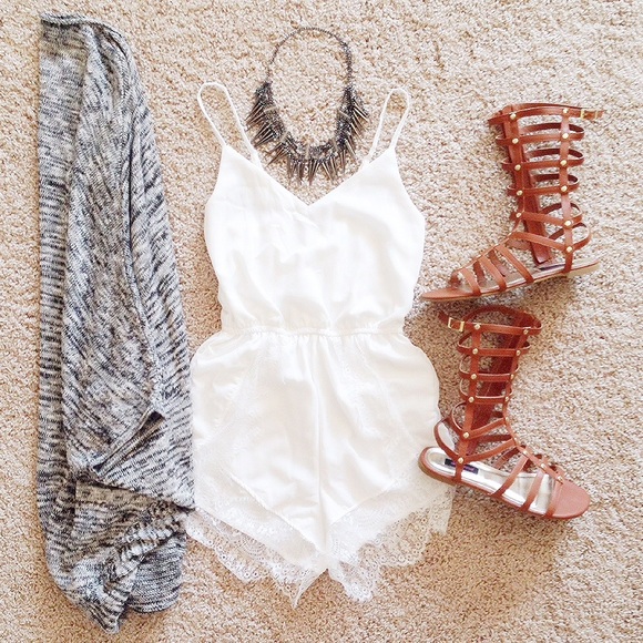 Tops - White lace romper