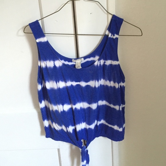blue and white knotted tank