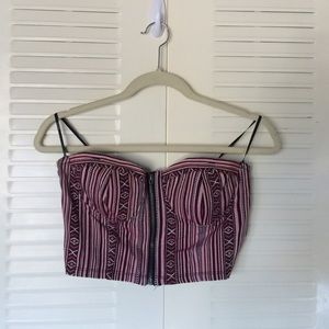 Tribal patterned strapless crop top