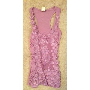 Arden B Purple Lace Tank Top