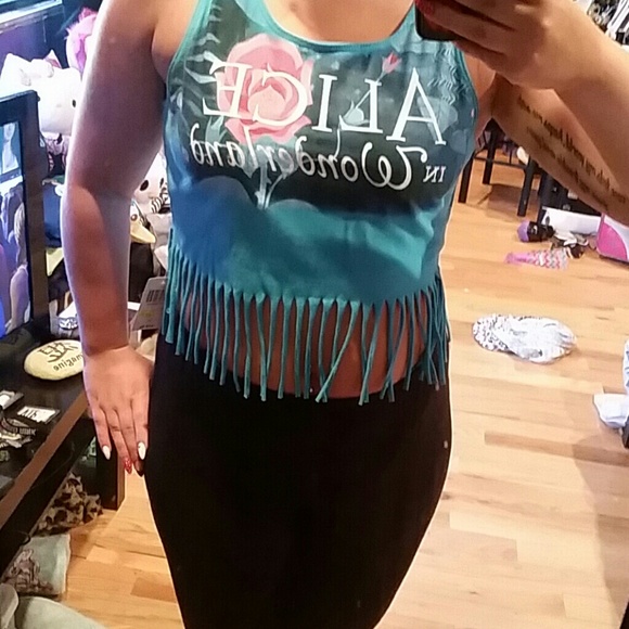Alice in Wonderland fringe crop top