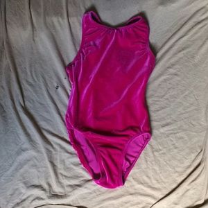 Pink velvet bodysuit racerback