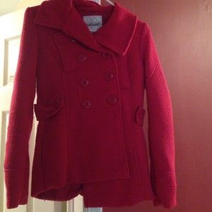Red button up jacket