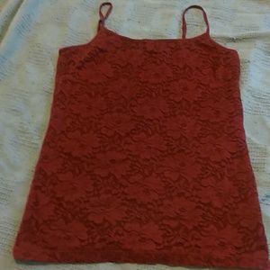 Maroon Lace Tank Top