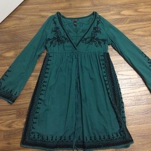 Teal Lucky Brand Dress with Black Stitching