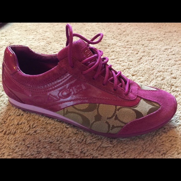 Magenta/tan authentic coach shoes
